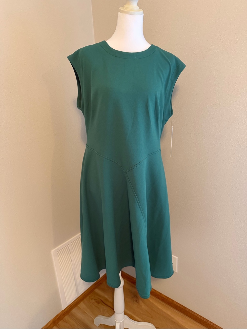 Calvin Klein Forest Green Cap Sleeve Fit-and-Flare Dress